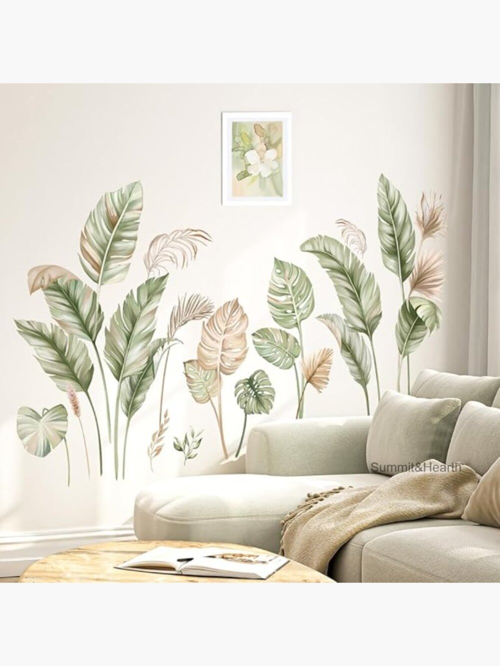Large Tropical Palm Leaves Wall Decals Peel Stick Waterproof PVC Decor